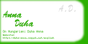 anna duha business card